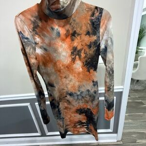 Fashion Nova Vibrant Tie-Dye Long Sleeve Dress